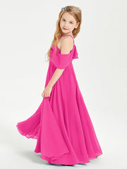 Abiti Damigella Junior Lungo Con Spalle Scoperte Fucsia
