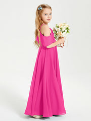 Abiti Damigella Junior Lungo Con Spalle Scoperte Fucsia