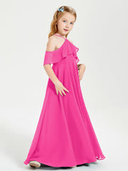 Abiti Damigella Junior Lungo Con Spalle Scoperte Fucsia