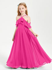 Abiti Damigella Junior Lungo Con Spalle Scoperte Fucsia