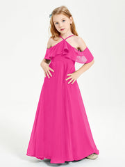 Abiti Damigella Junior Lungo Con Spalle Scoperte Fucsia