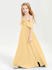 Abiti Damigella Junior Lungo Con Spalle Scoperte Oro