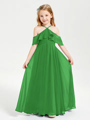 Abiti Damigella Junior Lungo Con Spalle Scoperte Verde
