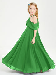 Abiti Damigella Junior Lungo Con Spalle Scoperte Verde