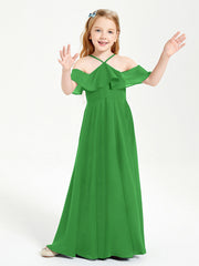 Abiti Damigella Junior Lungo Con Spalle Scoperte Verde