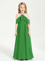 Abiti Damigella Junior Lungo Con Spalle Scoperte Verde