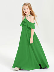 Abiti Damigella Junior Lungo Con Spalle Scoperte Verde