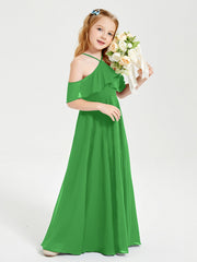 Abiti Damigella Junior Lungo Con Spalle Scoperte Verde