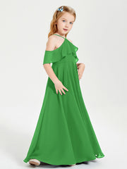 Abiti Damigella Junior Lungo Con Spalle Scoperte Verde