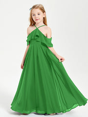 Abiti Damigella Junior Lungo Con Spalle Scoperte Verde