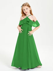 Abiti Damigella Junior Lungo Con Spalle Scoperte Verde