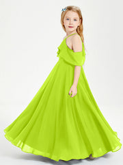 Abiti Damigella Junior Lungo Con Spalle Scoperte Verde Lime