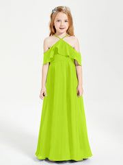 Abiti Damigella Junior Lungo Con Spalle Scoperte Verde Lime