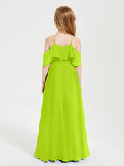 Abiti Damigella Junior Lungo Con Spalle Scoperte Verde Lime