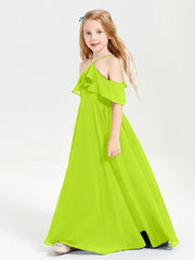 Abiti Damigella Junior Lungo Con Spalle Scoperte Verde Lime