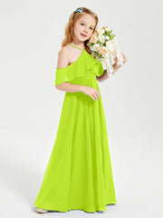 Abiti Damigella Junior Lungo Con Spalle Scoperte Verde Lime