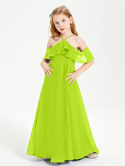 Abiti Damigella Junior Lungo Con Spalle Scoperte Verde Lime