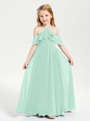 Abiti Damigella Junior Lungo Con Spalle Scoperte Verde Menta