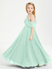 Abiti Damigella Junior Lungo Con Spalle Scoperte Verde Menta