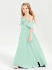 Abiti Damigella Junior Lungo Con Spalle Scoperte Verde Menta