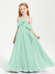 Abiti Damigella Junior Lungo Con Spalle Scoperte Verde Menta