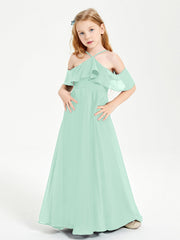 Abiti Damigella Junior Lungo Con Spalle Scoperte Verde Menta