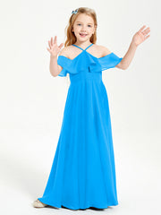 Abiti Damigella Junior Lungo Con Spalle Scoperte Blu Oceano