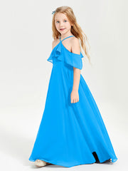 Abiti Damigella Junior Lungo Con Spalle Scoperte Blu Oceano
