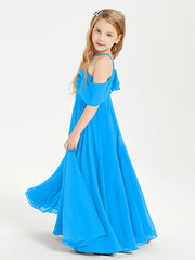 Abiti Damigella Junior Lungo Con Spalle Scoperte Blu Oceano