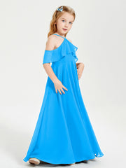 Abiti Damigella Junior Lungo Con Spalle Scoperte Blu Oceano