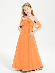 Abiti Damigella Junior Lungo Con Spalle Scoperte Arancio