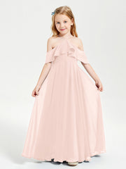 Abiti Damigella Junior Lungo Con Spalle Scoperte Rosa Perlato