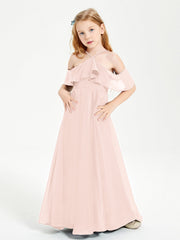 Abiti Damigella Junior Lungo Con Spalle Scoperte Rosa Perlato