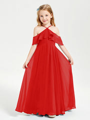 Abiti Damigella Junior Lungo Con Spalle Scoperte Rosso