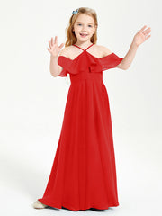 Abiti Damigella Junior Lungo Con Spalle Scoperte Rosso