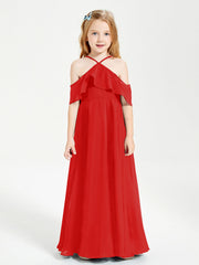 Abiti Damigella Junior Lungo Con Spalle Scoperte Rosso