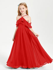 Abiti Damigella Junior Lungo Con Spalle Scoperte Rosso