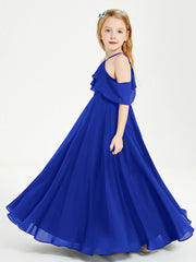 Abiti Damigella Junior Lungo Con Spalle Scoperte Blu Royal