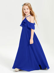 Abiti Damigella Junior Lungo Con Spalle Scoperte Blu Royal