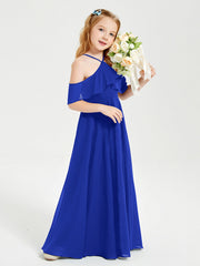 Abiti Damigella Junior Lungo Con Spalle Scoperte Blu Royal