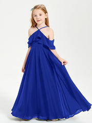 Abiti Damigella Junior Lungo Con Spalle Scoperte Blu Royal