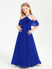 Abiti Damigella Junior Lungo Con Spalle Scoperte Blu Royal