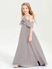 Abiti Damigella Junior Lungo Con Spalle Scoperte Argento
