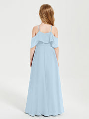 Abiti Damigella Junior Lungo Con Spalle Scoperte Blu Cielo