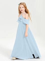 Abiti Damigella Junior Lungo Con Spalle Scoperte Blu Cielo