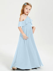 Abiti Damigella Junior Lungo Con Spalle Scoperte Blu Cielo