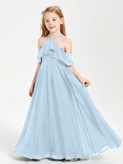 Abiti Damigella Junior Lungo Con Spalle Scoperte Blu Cielo