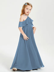 Abiti Damigella Junior Lungo Con Spalle Scoperte Blu Ardesia
