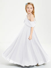 Abiti Damigella Junior Lungo Con Spalle Scoperte Bianco