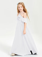 Abiti Damigella Junior Lungo Con Spalle Scoperte Bianco